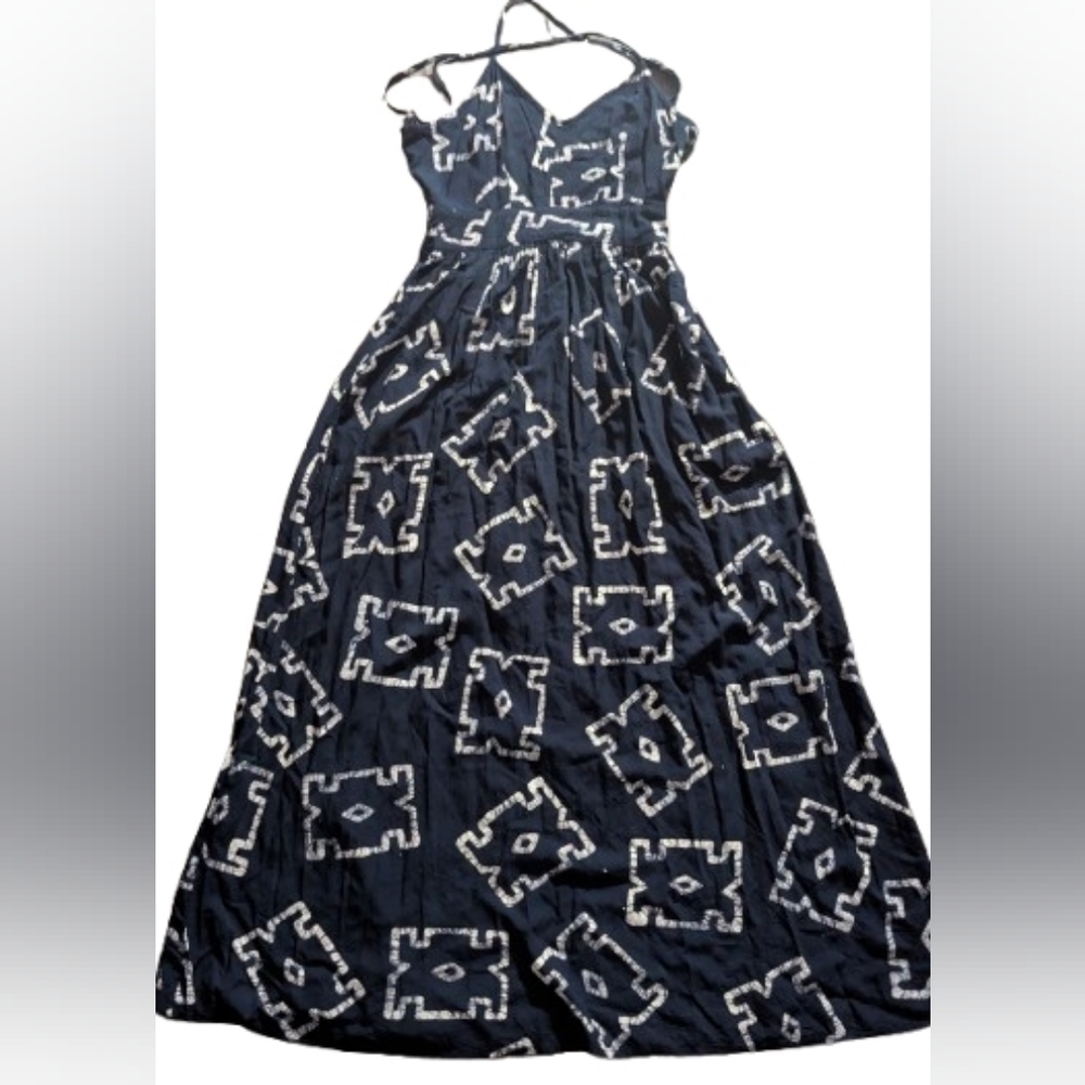 Chic Navy Blue and White Women's Maxi Dress